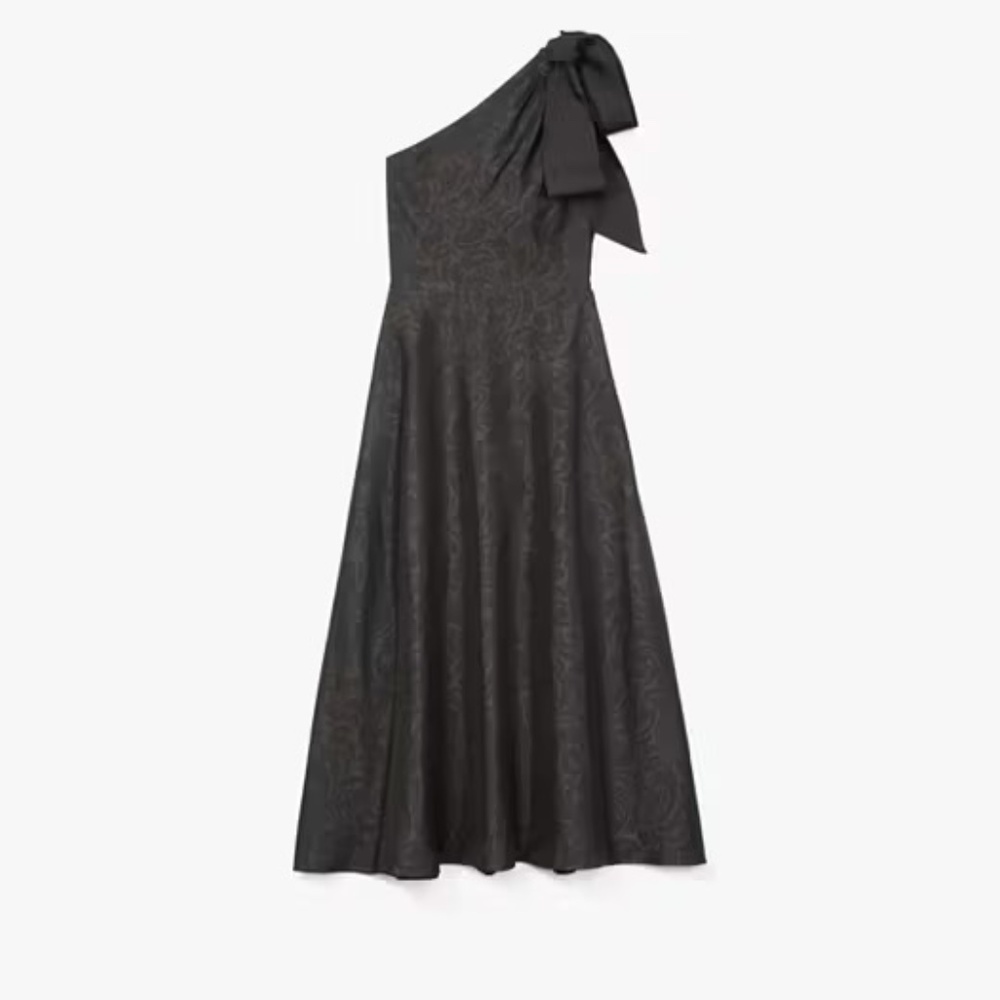 ♠️Kate Spade Flourish Swirl One-Shoulder Dress, Black Tonal NWT Size 10